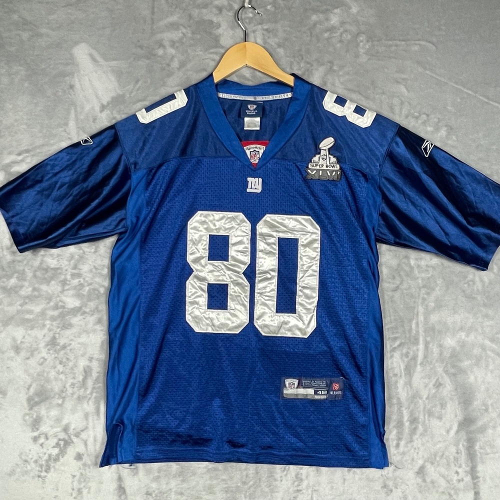 Reebok NFL New York Giants Victor Cruz 80 Super Bowl XLVI Jersey Blue Mens 48